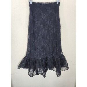 Sandra Mansour x H&M Lace Skirt 4 Black Goth Fleur du Soleil Ruffle Midi Floral